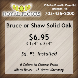 Bruce or Shaw Solid Oak $6.95 per Sq. Ft. Installed